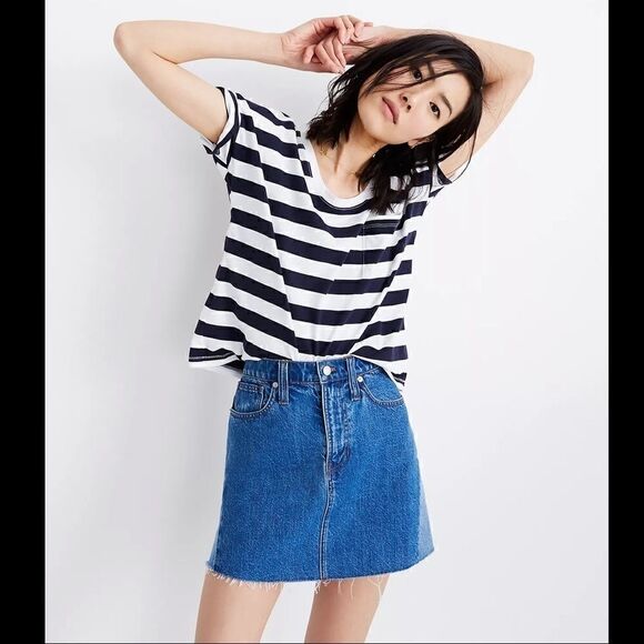 Madewell Rigid Denim A-Line Mini Skirt: Pieced Edition - Picture 2 of 11